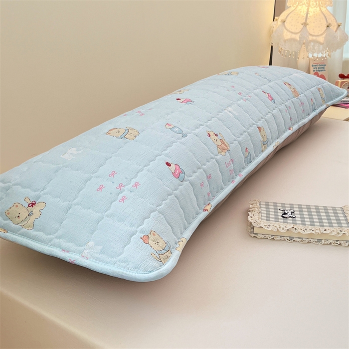 91家纺网 家纺一手货源 找家纺 梦舒羽 2025新款云感双层纱夹棉双人枕套情侣1.5m枕芯套1.8床加厚枕头套 甜心小狗