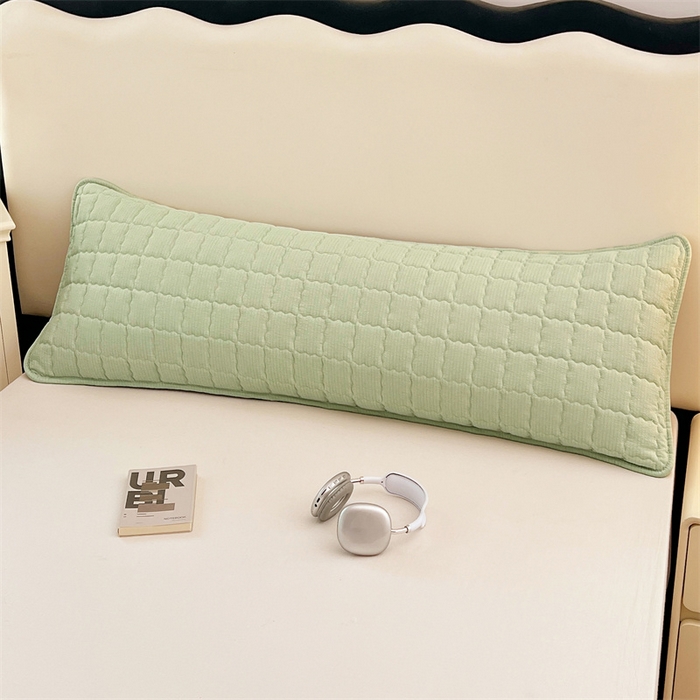 91家纺网 家纺一手货源 找家纺 梦舒羽 2025新款云感双层纱夹棉双人枕套情侣1.5m枕芯套1.8床加厚枕头套 抹茶绿