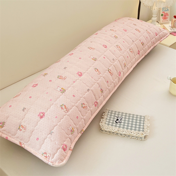 91家纺网 家纺一手货源 找家纺 梦舒羽 2025新款云感双层纱夹棉双人枕套情侣1.5m枕芯套1.8床加厚枕头套 花田小兔