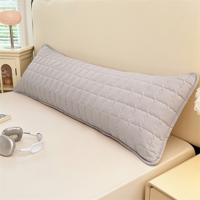 91家纺网 家纺一手货源 找家纺 梦舒羽 2025新款云感双层纱夹棉双人枕套情侣1.5m枕芯套1.8床加厚枕头套 梦境灰