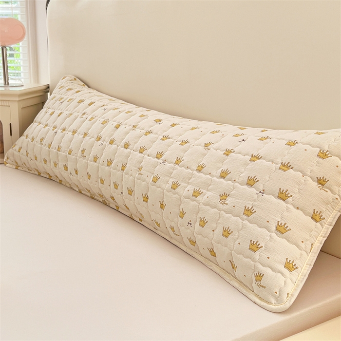 91家纺网 家纺一手货源 找家纺 梦舒羽 2025新款云感双层纱夹棉双人枕套情侣1.5m枕芯套1.8床加厚枕头套 小皇冠