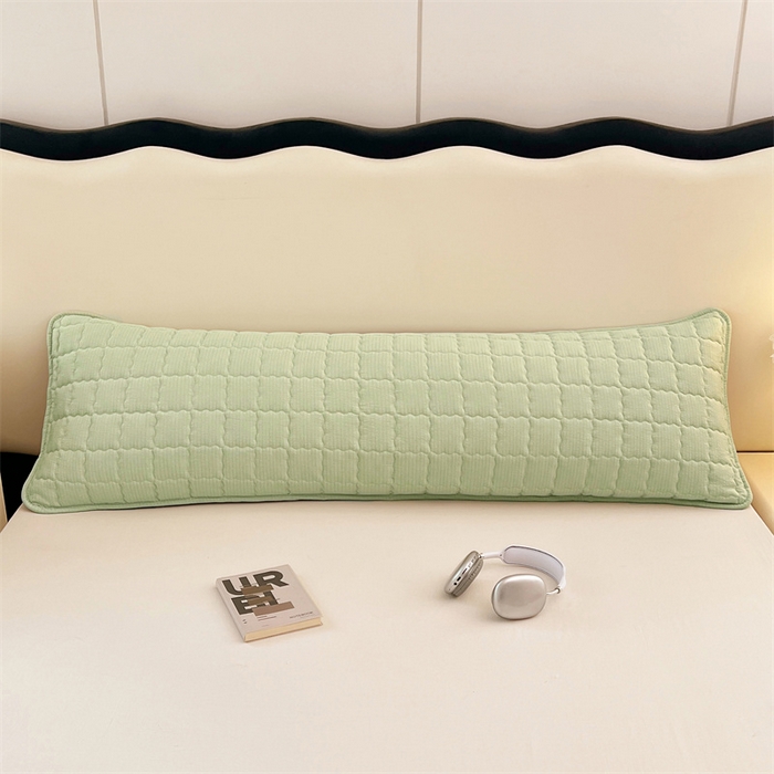 91家纺网 家纺一手货源 找家纺 梦舒羽 2025新款云感双层纱夹棉双人枕套情侣1.5m枕芯套1.8床加厚枕头套 抹茶绿