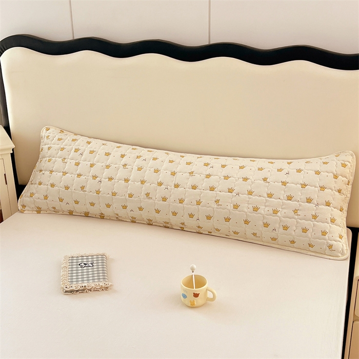 91家纺网 家纺一手货源 找家纺 梦舒羽 2025新款云感双层纱夹棉双人枕套情侣1.5m枕芯套1.8床加厚枕头套 小皇冠