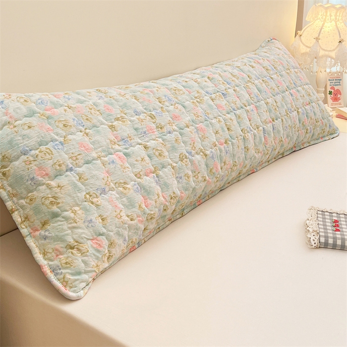 梦舒羽 2025新款云感双层纱夹棉双人枕套情侣1.5m枕芯套1.8床加厚枕头套 春日初见