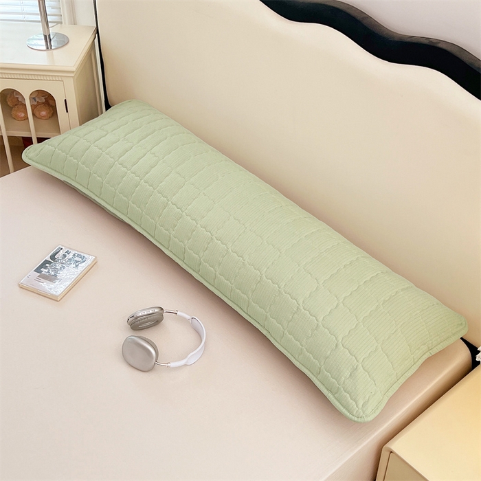 91家纺网 家纺一手货源 找家纺 梦舒羽 2025新款云感双层纱夹棉双人枕套情侣1.5m枕芯套1.8床加厚枕头套 抹茶绿