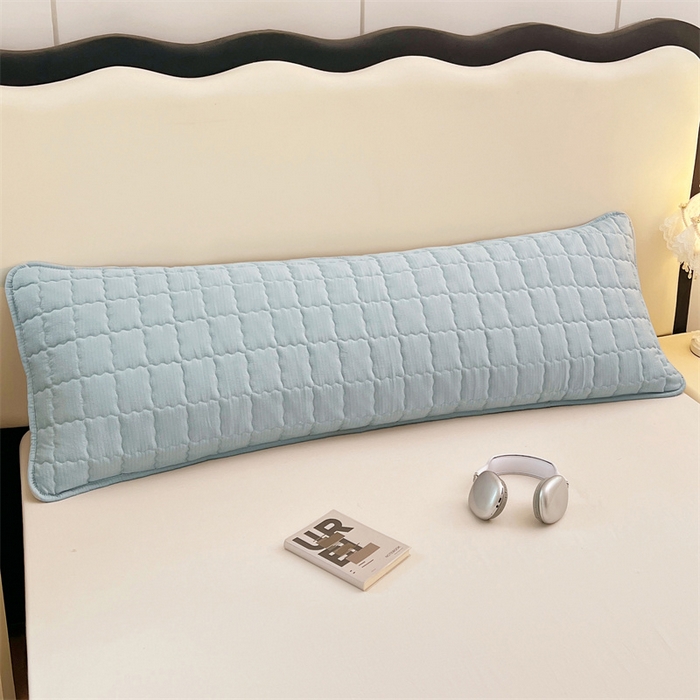 91家纺网 家纺一手货源 找家纺 梦舒羽 2025新款云感双层纱夹棉双人枕套情侣1.5m枕芯套1.8床加厚枕头套 夏日蓝