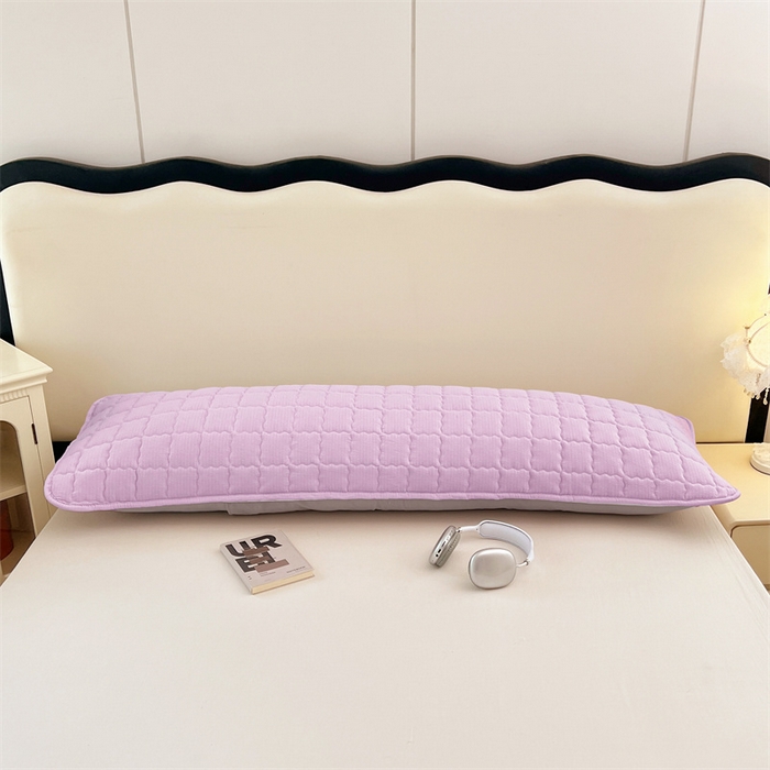 91家纺网 家纺一手货源 找家纺 梦舒羽 2025新款云感双层纱夹棉双人枕套情侣1.5m枕芯套1.8床加厚枕头套 暮山紫