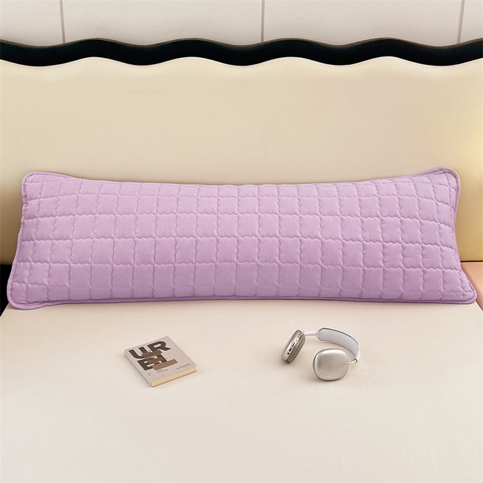 91家纺网 家纺一手货源 找家纺 梦舒羽 2025新款云感双层纱夹棉双人枕套情侣1.5m枕芯套1.8床加厚枕头套 暮山紫