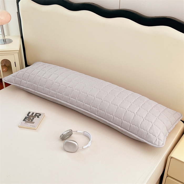 91家纺网 家纺一手货源 找家纺 梦舒羽 2025新款云感双层纱夹棉双人枕套情侣1.5m枕芯套1.8床加厚枕头套 梦境灰