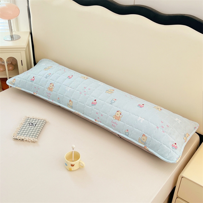 91家纺网 家纺一手货源 找家纺 梦舒羽 2025新款云感双层纱夹棉双人枕套情侣1.5m枕芯套1.8床加厚枕头套 甜心小狗