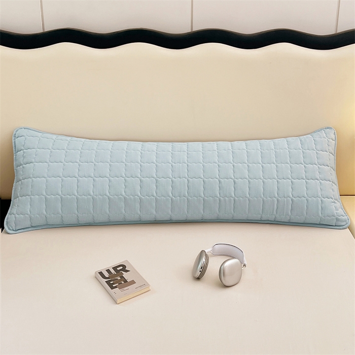 91家纺网 家纺一手货源 找家纺 梦舒羽 2025新款云感双层纱夹棉双人枕套情侣1.5m枕芯套1.8床加厚枕头套 夏日蓝