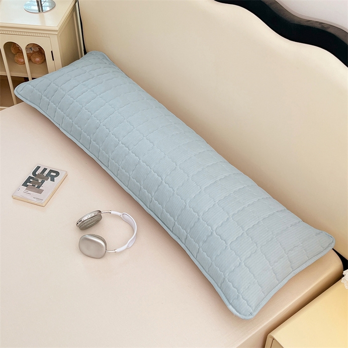 91家纺网 家纺一手货源 找家纺 梦舒羽 2025新款云感双层纱夹棉双人枕套情侣1.5m枕芯套1.8床加厚枕头套 夏日蓝