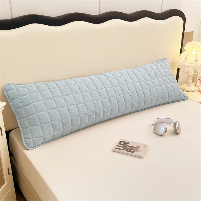 91家纺网 家纺一手货源 找家纺 梦舒羽 2025新款云感双层纱夹棉双人枕套情侣1.5m枕芯套1.8床加厚枕头套 夏日蓝