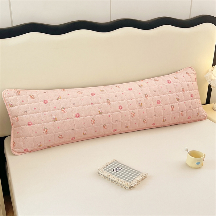 91家纺网 家纺一手货源 找家纺 梦舒羽 2025新款云感双层纱夹棉双人枕套情侣1.5m枕芯套1.8床加厚枕头套 花田小兔