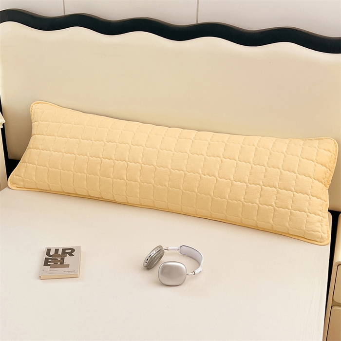 91家纺网 家纺一手货源 找家纺 梦舒羽 2025新款云感双层纱夹棉双人枕套情侣1.5m枕芯套1.8床加厚枕头套 奶酪黄