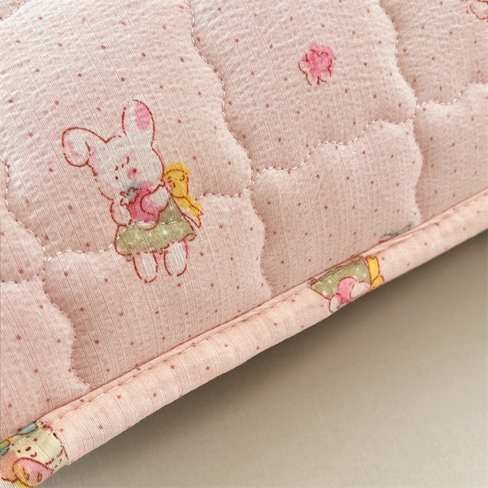 91家纺网 家纺一手货源 找家纺 梦舒羽 2025新款云感双层纱夹棉双人枕套情侣1.5m枕芯套1.8床加厚枕头套 花田小兔