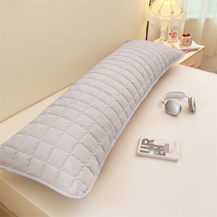 91家纺网 家纺一手货源 找家纺 梦舒羽 2025新款云感双层纱夹棉双人枕套情侣1.5m枕芯套1.8床加厚枕头套 梦境灰