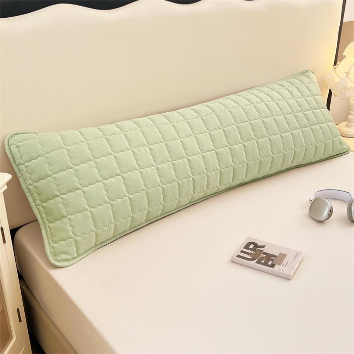 91家纺网 家纺一手货源 找家纺 梦舒羽 2025新款云感双层纱夹棉双人枕套情侣1.5m枕芯套1.8床加厚枕头套 抹茶绿