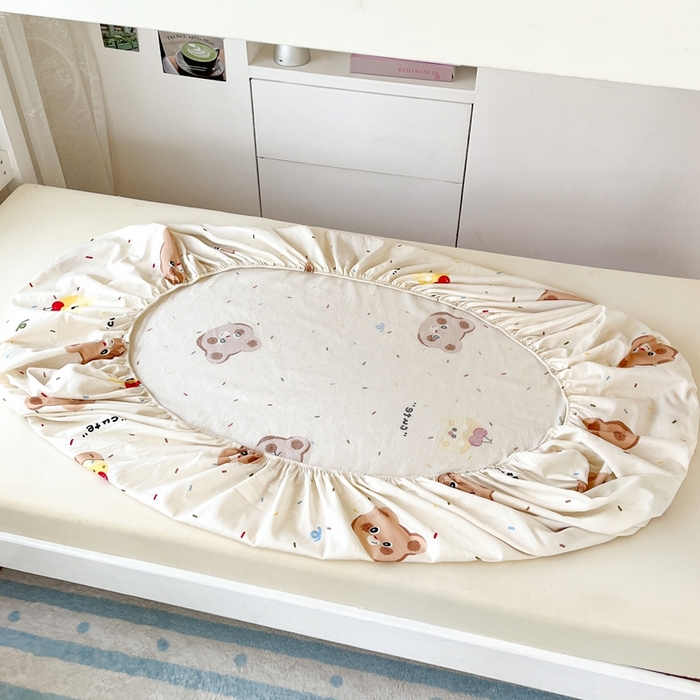 91家纺网 家纺一手货源 找家纺 莱通家纺 2025春夏新款12868纯棉印花学生单床笠 床笠单件（商家提供买家秀） 蛋糕熊