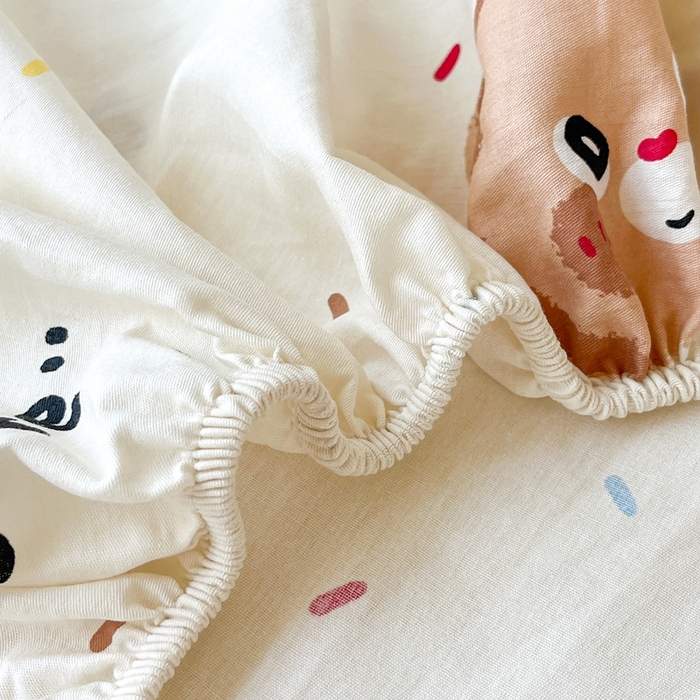 91家纺网 家纺一手货源 找家纺 莱通家纺 2025春夏新款12868纯棉印花学生单床笠 床笠单件（商家提供买家秀） 蛋糕熊