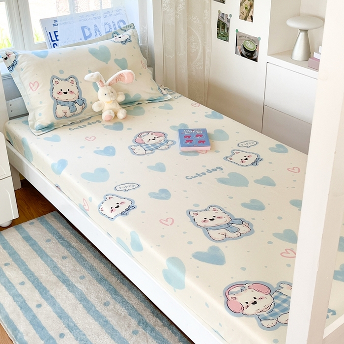 91家纺网 家纺一手货源 找家纺 莱通家纺 2025春夏新款12868纯棉印花学生单床笠 床笠单件（商家提供买家秀） 达乐宝贝