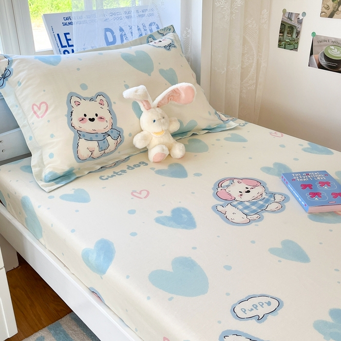 91家纺网 家纺一手货源 找家纺 莱通家纺 2025春夏新款12868纯棉印花学生单床笠 床笠单件（商家提供买家秀） 达乐宝贝