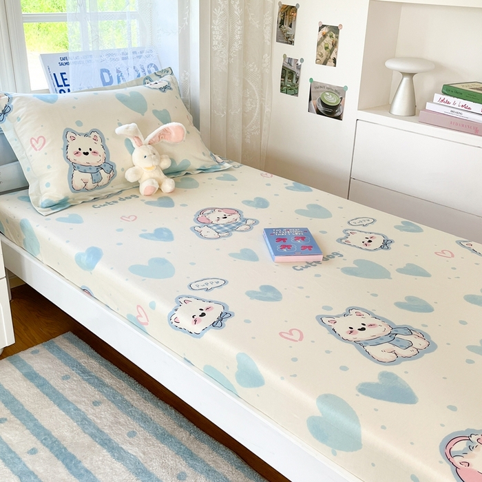 91家纺网 家纺一手货源 找家纺 莱通家纺 2025春夏新款12868纯棉印花学生单床笠 床笠单件（商家提供买家秀） 达乐宝贝