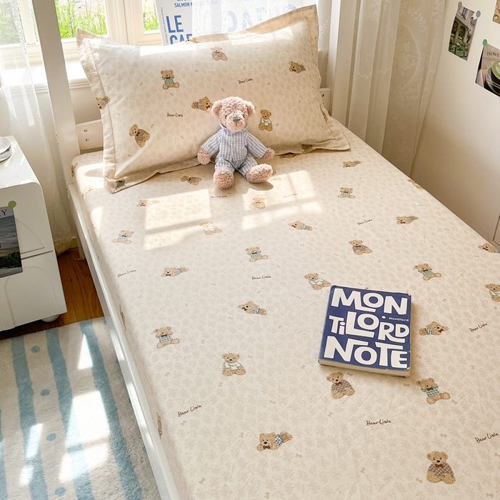 91家纺网 家纺一手货源 找家纺 莱通家纺 2025春夏新款12868纯棉印花学生单床笠 床笠单件（商家提供买家秀） 果酱电台