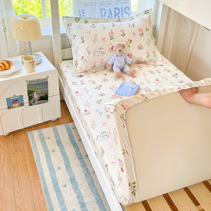 91家纺网 家纺一手货源 找家纺 莱通家纺 2025春夏新款12868纯棉印花学生单床笠 床笠单件（商家提供买家秀） 花花小汪