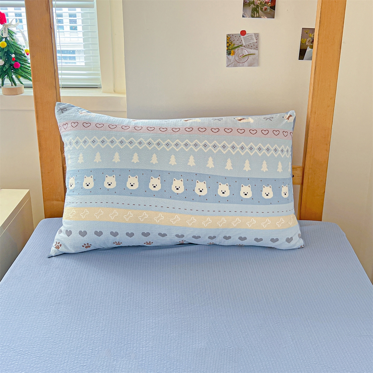 91家纺网 家纺一手货源 找家纺 名兮家居 2025新款皱皱棉学生床宿舍上下铺三件套六件套 萌趣