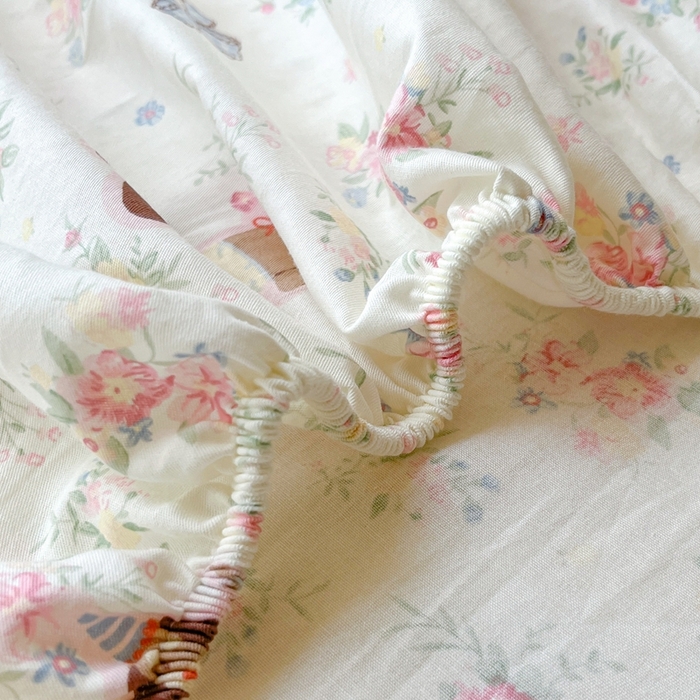 91家纺网 家纺一手货源 找家纺 莱通家纺 2025春夏新款12868纯棉印花学生单床笠 床笠单件（商家提供买家秀） 花田小狗