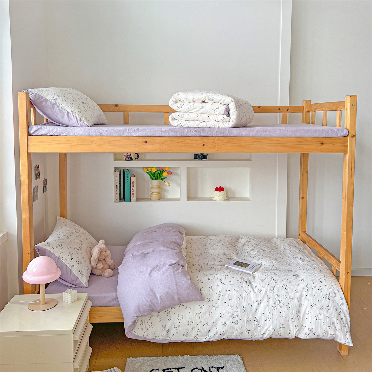 91家纺网 家纺一手货源 找家纺 名兮家居 2025新款皱皱棉学生床宿舍上下铺三件套六件套 蜜芽兔