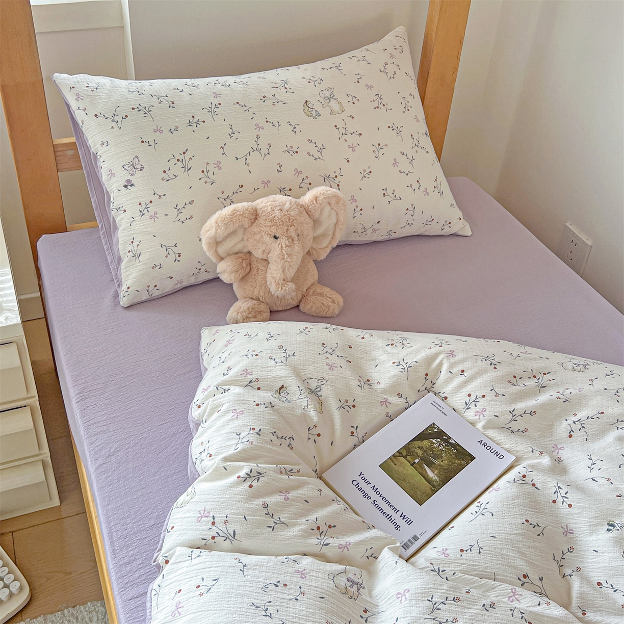 91家纺网 家纺一手货源 找家纺 名兮家居 2025新款皱皱棉学生床宿舍上下铺三件套六件套 蜜芽兔