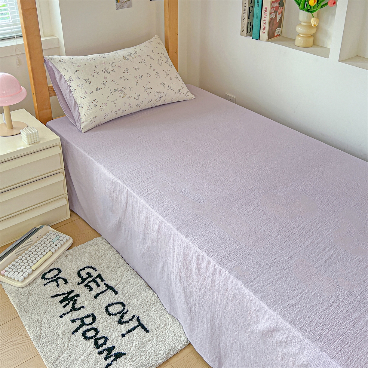 91家纺网 家纺一手货源 找家纺 名兮家居 2025新款皱皱棉学生床宿舍上下铺三件套六件套 蜜芽兔