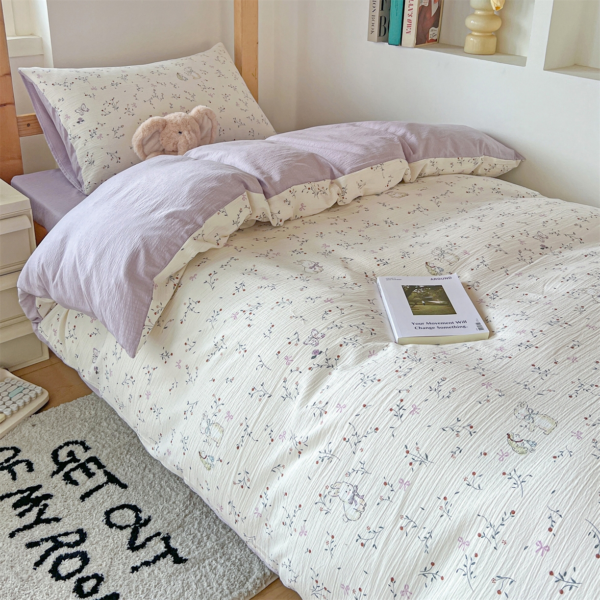 91家纺网 家纺一手货源 找家纺 名兮家居 2025新款皱皱棉学生床宿舍上下铺三件套六件套 蜜芽兔