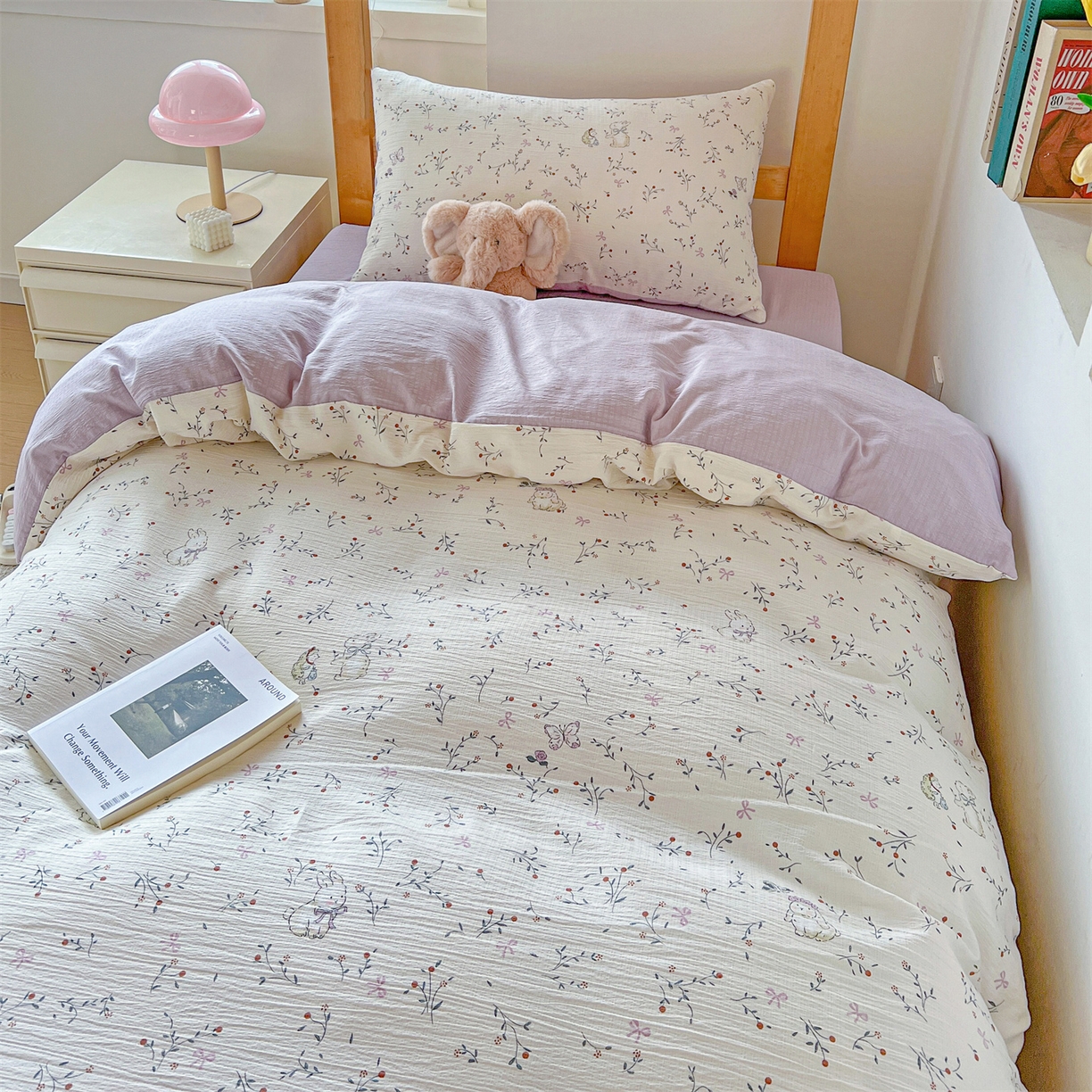 91家纺网 家纺一手货源 找家纺 名兮家居 2025新款皱皱棉学生床宿舍上下铺三件套六件套 蜜芽兔