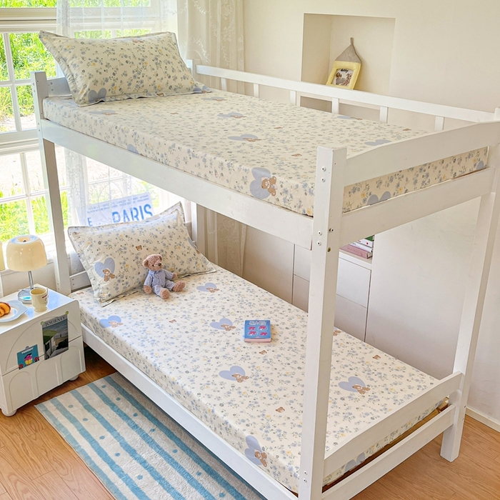 91家纺网 家纺一手货源 找家纺 莱通家纺 2025春夏新款12868纯棉印花学生单床笠 床笠单件（商家提供买家秀） 旧书折痕