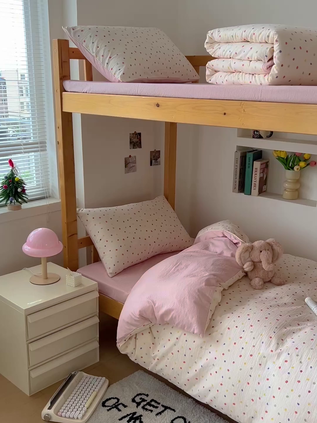 91家纺网 家纺一手货源 找家纺 名兮家居 2025新款皱皱棉学生床宿舍上下铺三件套六件套 心动波点