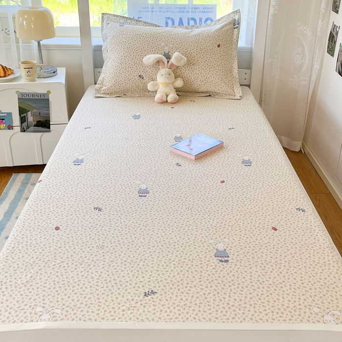 91家纺网 家纺一手货源 找家纺 莱通家纺 2025春夏新款12868纯棉印花学生单床笠 床笠单件（商家提供买家秀） 奶呼兔兔