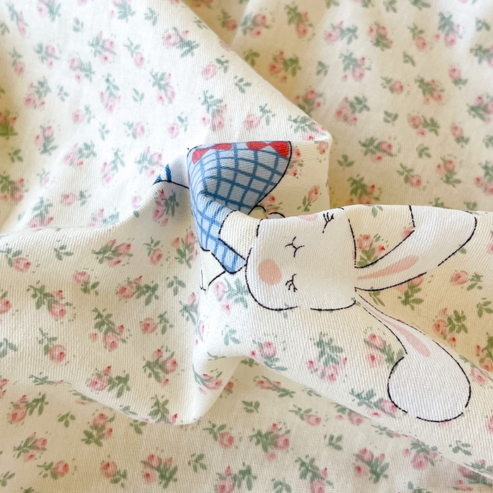 91家纺网 家纺一手货源 找家纺 莱通家纺 2025春夏新款12868纯棉印花学生单床笠 床笠单件（商家提供买家秀） 奶呼兔兔