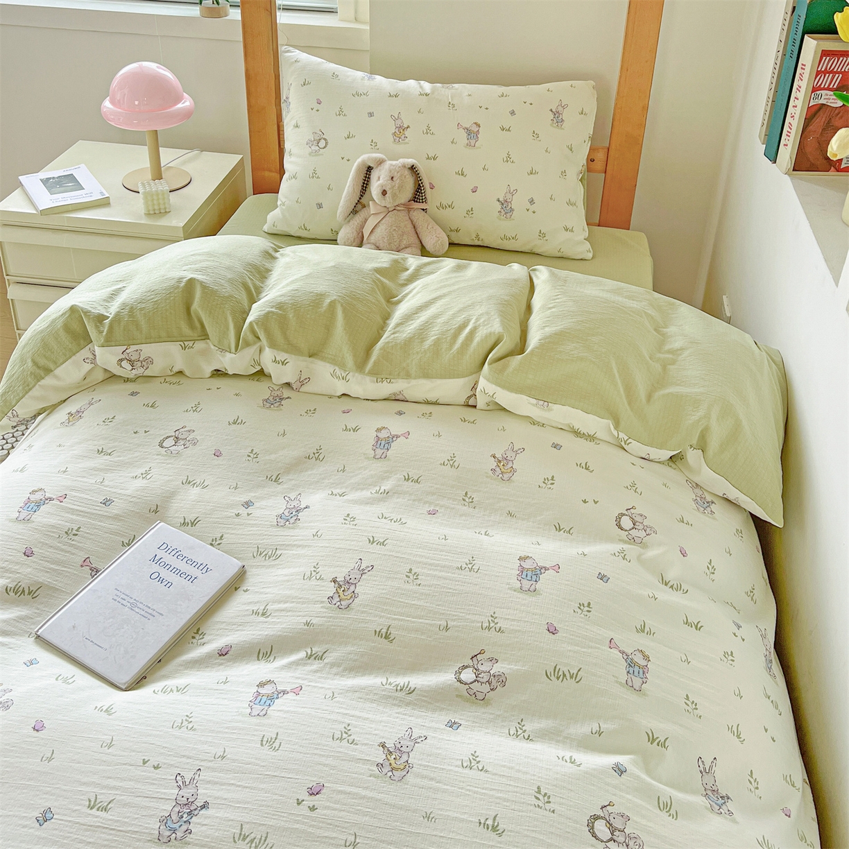 91家纺网 家纺一手货源 找家纺 名兮家居 2025新款皱皱棉学生床宿舍上下铺三件套六件套 音乐家