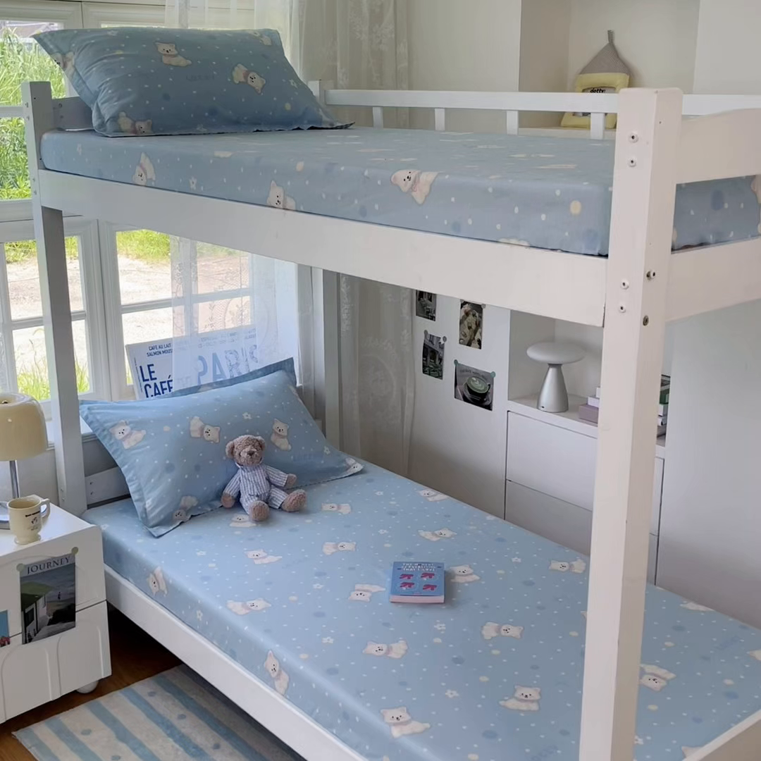 91家纺网 家纺一手货源 找家纺 莱通家纺 2025春夏新款12868纯棉印花学生单床笠 床笠单件（商家提供买家秀） 泡芙小狗