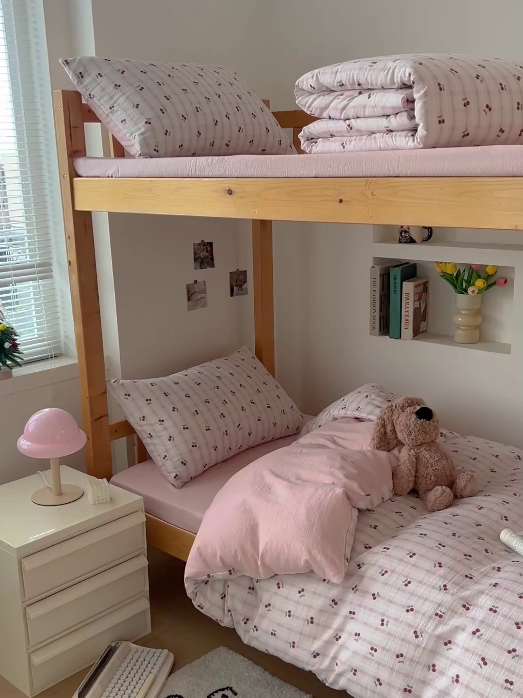 91家纺网 家纺一手货源 找家纺 名兮家居 2025新款皱皱棉学生床宿舍上下铺三件套六件套 樱桃可可