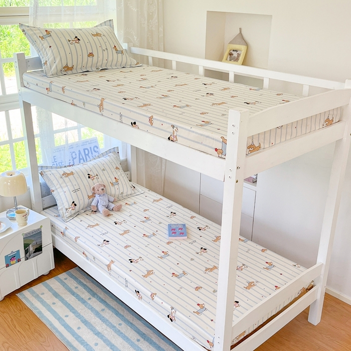 91家纺网 家纺一手货源 找家纺 莱通家纺 2025春夏新款12868纯棉印花学生单床笠 床笠单件（商家提供买家秀） 糖纸童年