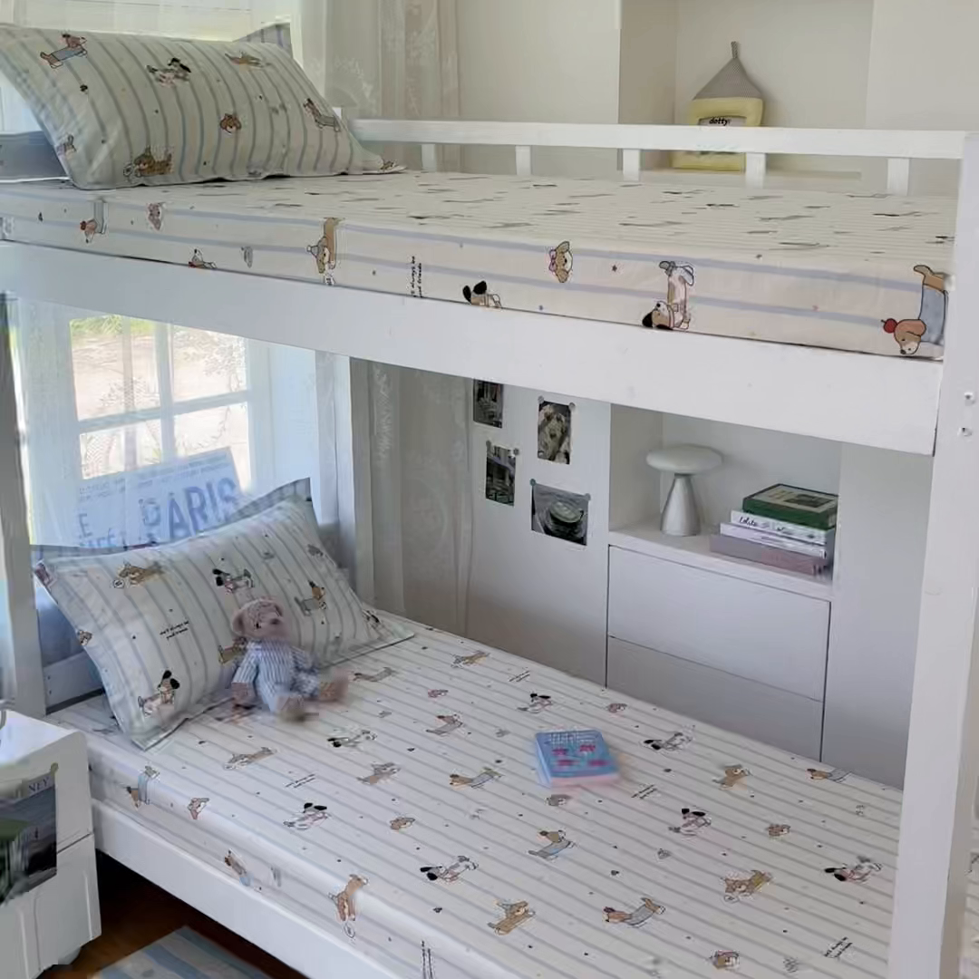 91家纺网 家纺一手货源 找家纺 莱通家纺 2025春夏新款12868纯棉印花学生单床笠 床笠单件（商家提供买家秀） 糖纸童年