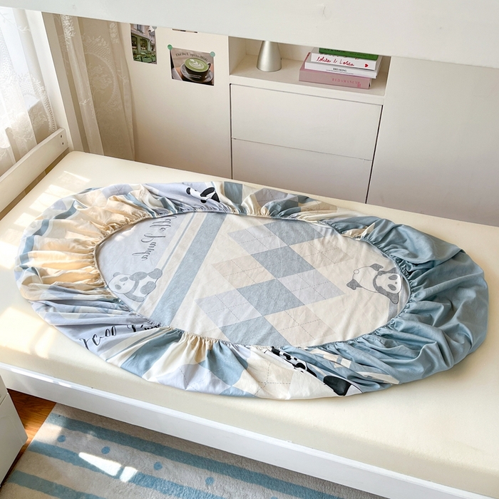 91家纺网 家纺一手货源 找家纺 莱通家纺 2025春夏新款12868纯棉印花学生单床笠 床笠单件（商家提供买家秀） 调皮熊猫