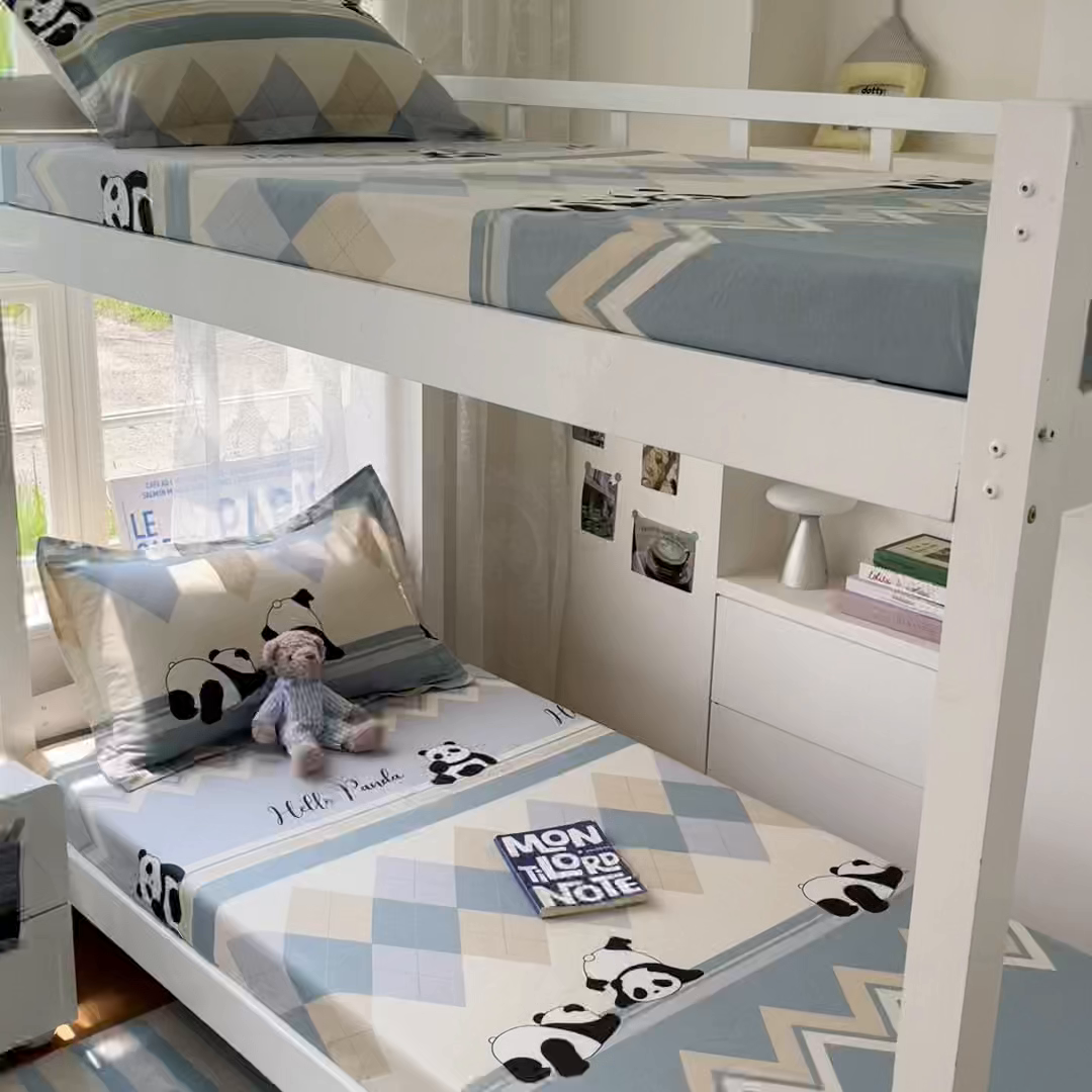 91家纺网 家纺一手货源 找家纺 莱通家纺 2025春夏新款12868纯棉印花学生单床笠 床笠单件（商家提供买家秀） 调皮熊猫