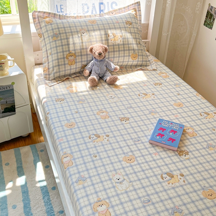 91家纺网 家纺一手货源 找家纺 莱通家纺 2025春夏新款12868纯棉印花学生单床笠 床笠单件（商家提供买家秀） 童年趣事