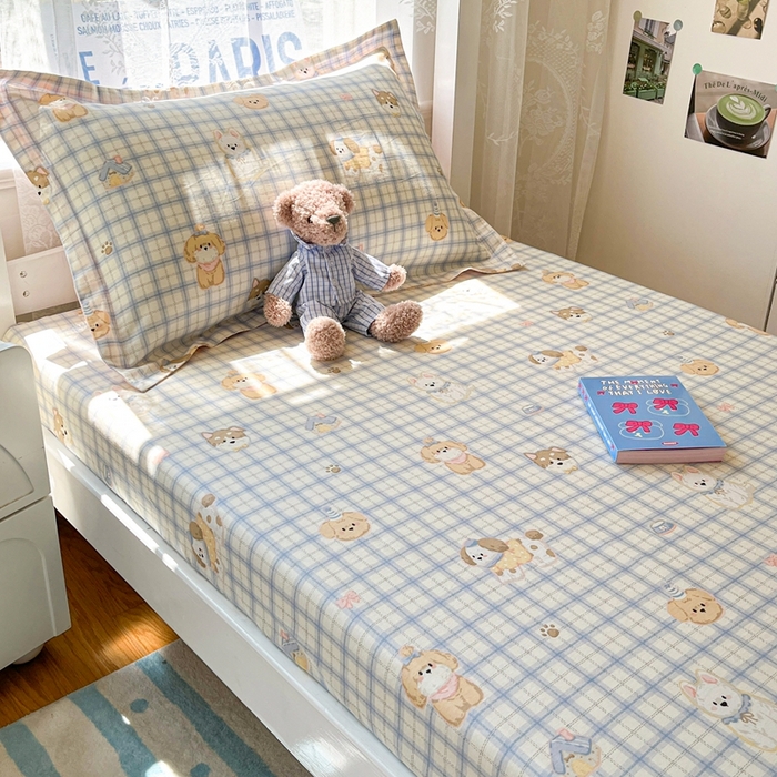 91家纺网 家纺一手货源 找家纺 莱通家纺 2025春夏新款12868纯棉印花学生单床笠 床笠单件（商家提供买家秀） 童年趣事