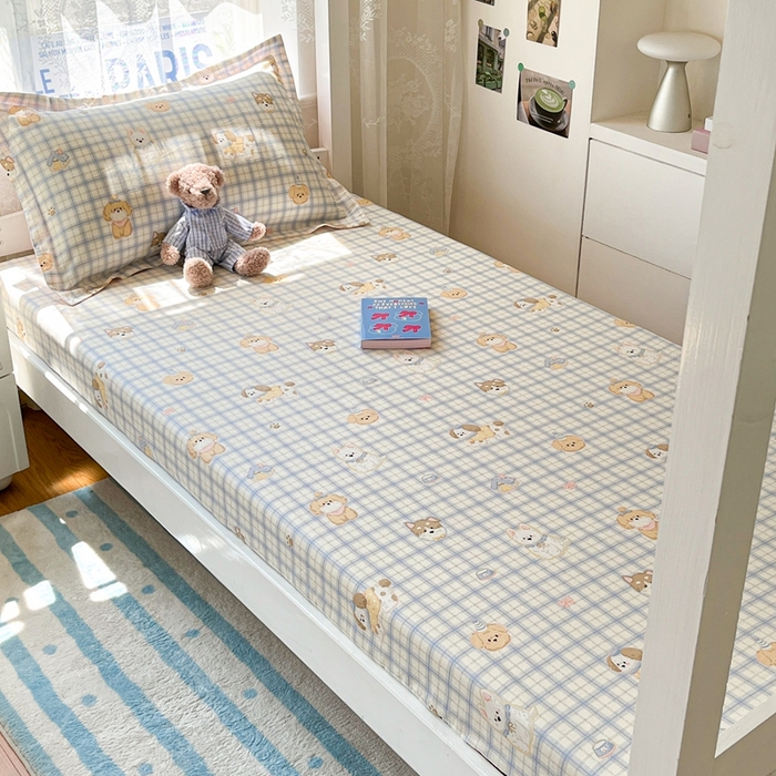 91家纺网 家纺一手货源 找家纺 莱通家纺 2025春夏新款12868纯棉印花学生单床笠 床笠单件（商家提供买家秀） 童年趣事